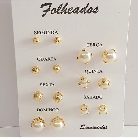 Kit De Brincos Semaninha Folheados a Ouro 18K Péro... - Chérie Bijoux