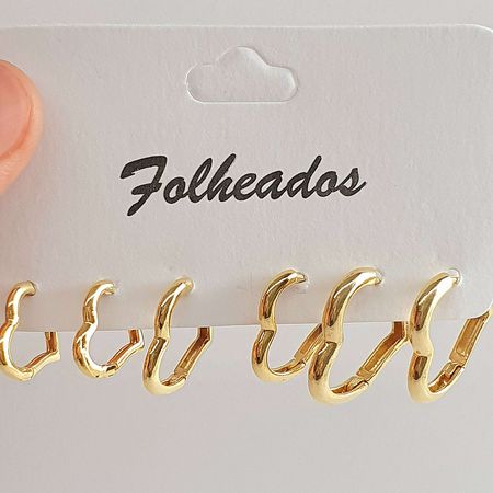 Kit De Mini Argolas Folheadas a Ouro 18K Coração - Chérie Bijoux