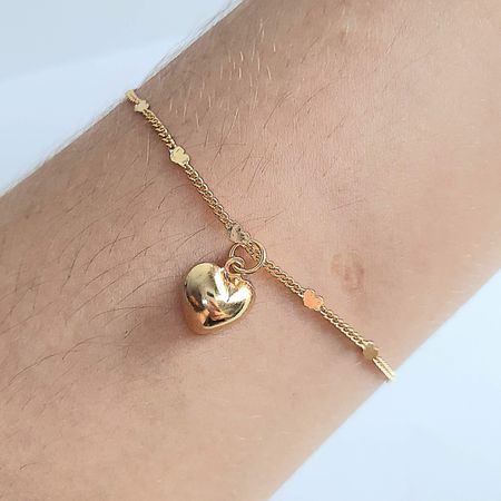 Pulseira Folheada A Ouro 18K Coração - Chérie Bijoux