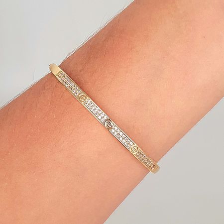 Bracelete Cravejado Em Zircônia Dourado - Chérie Bijoux