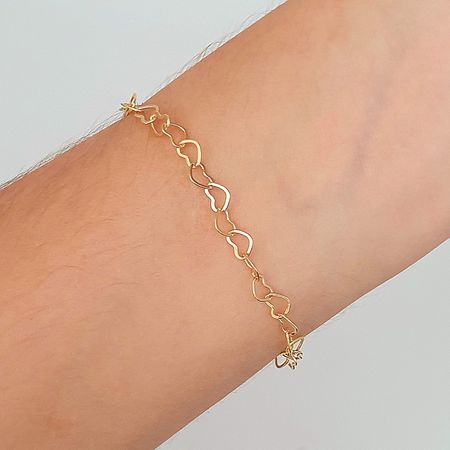 Pulseira Folheada A Ouro 18K Coração - Chérie Bijoux