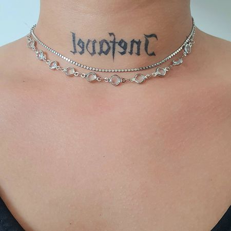 Colar Choker Duplo Folheado a Prata 925 Branco - Chérie Bijoux