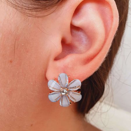 Brinco Margarida Dourada Azul - Chérie Bijoux