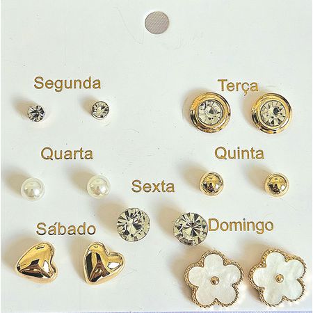 Kit De Brincos Semaninha Margarida Dourada - Chérie Bijoux