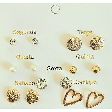 Kit De Brincos Semaninha Sortidos Dourado - Chérie Bijoux