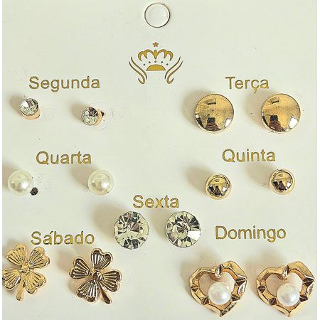 Kit De Brincos Semaninha Sortidos Dourado - Chérie Bijoux
