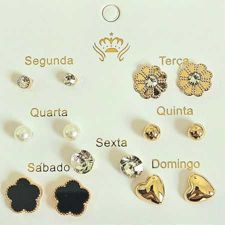 Kit De Brincos Semaninha Margarida Dourada - Chérie Bijoux