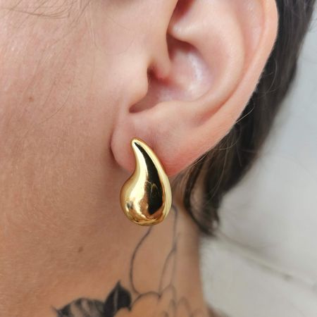 Brinco Dourado Gota (Aço Inoxidável) - Chérie Bijoux
