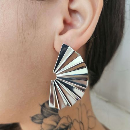 Brinco Leque Prata - Chérie Bijoux
