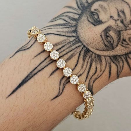 Pulseira Cravejada Em Zircônia Dourada Detalhada - Chérie Bijoux