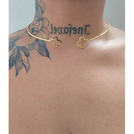 Colar Choker Folheado a Ouro 18K Trevo - Chérie Bijoux
