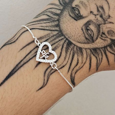 Pulseira Folheada A Prata 925 Com Zircônia Coração... - Chérie Bijoux