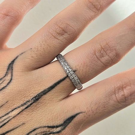 Anel Cravejado Em Zircônia Prata - Chérie Bijoux