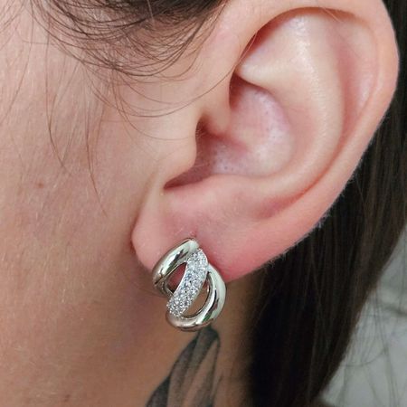 Brinco Com Zircônia Detalhado Prata - Chérie Bijoux