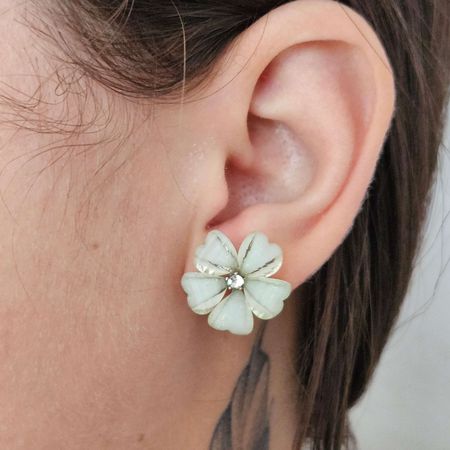 Brinco Florzinha Prata Acqua - Chérie Bijoux