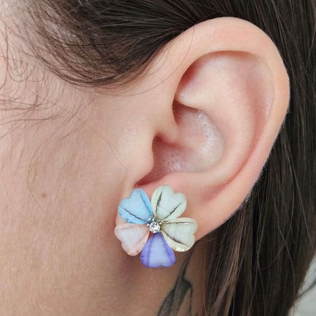 Brinco Florzinha Prata Colorida - Chérie Bijoux
