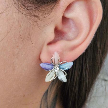 Brinco Orquídia Prata Colorida - Chérie Bijoux