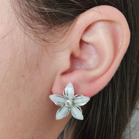 Brinco Orquídia Prata Acqua - Chérie Bijoux
