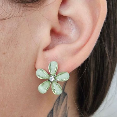 Brinco Margarida Prata Acqua - Chérie Bijoux