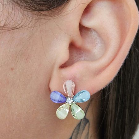 Brinco Margarida Dourada Colorida - Chérie Bijoux