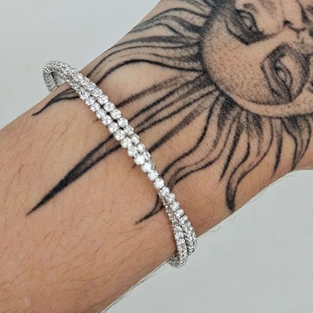 Bracelete Trançado Cravejado Em Zircônia Prata - Chérie Bijoux