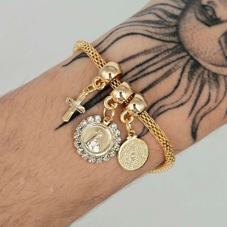Pulseira Folheada A Ouro 18K Religiosa - Chérie Bijoux