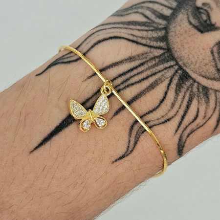 Pulseira Folheada A Ouro 18K Borboleta - Chérie Bijoux