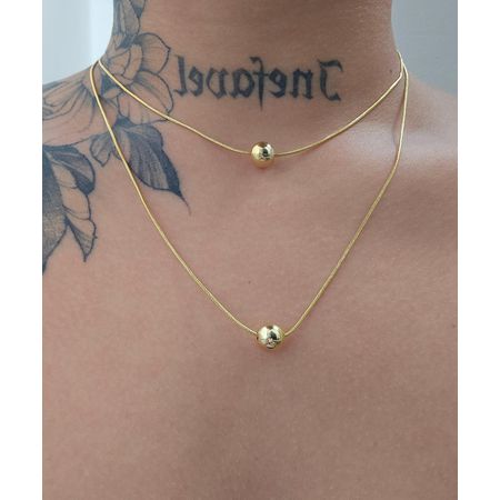 Colar Duplo Folheado a Ouro 18K Esferas - Chérie Bijoux