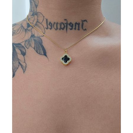 Colar Folheado a Ouro 18K Cravejado Em Zircônia Tr... - Chérie Bijoux