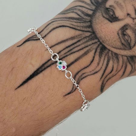 Pulseira Folheada A Prata 925 Com Zircônia Trevo C... - Chérie Bijoux