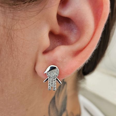 Brinco Com Zircônia Menino Prata - Chérie Bijoux