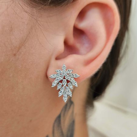 Brinco Com Zircônia Detalhado Prata - Chérie Bijoux