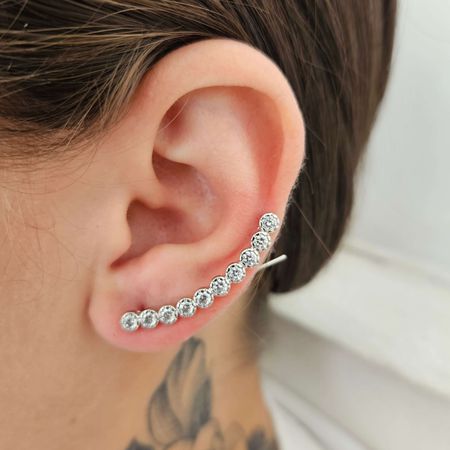 Brinco Ear Cuff Com Zircônia Prata - Chérie Bijoux