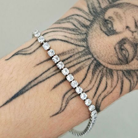 Pulseira Cravejada Em Zircônia Delicada Prata - Chérie Bijoux