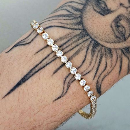 Pulseira Cravejada Em Zircônia Delicada Dourada - Chérie Bijoux