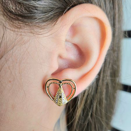 Brinco Com Zircônia Nossa Senhora Aparecida Com Co... - Chérie Bijoux