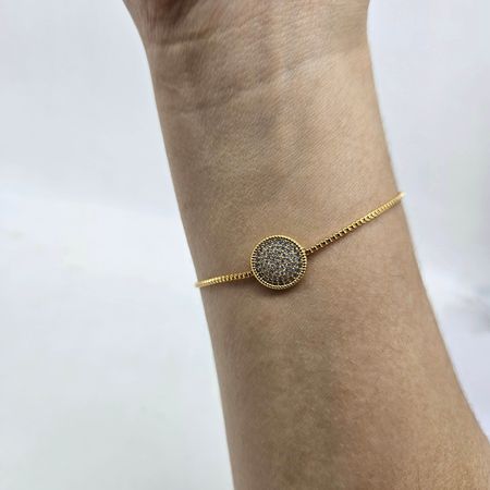 Pulseira Gravatinha Folheada A Ouro 18K Com Zircôn... - Chérie Bijoux