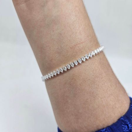 Pulseira Folheada A Prata 925 Com Zircônia Navete - Chérie Bijoux