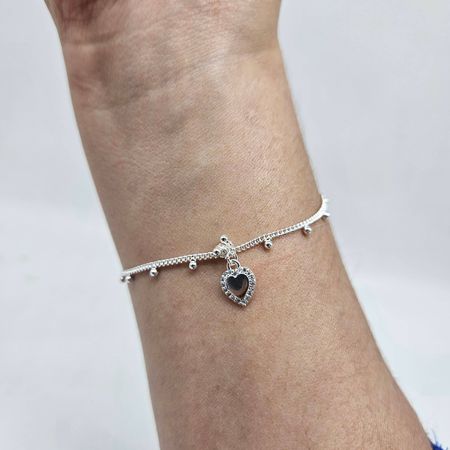 Pulseira Folheada A Prata 925 Com Zircônia Coração... - Chérie Bijoux