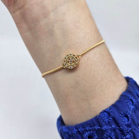 Pulseira Gravatinha Folheada A Ouro 18K Com Zircôn... - Chérie Bijoux