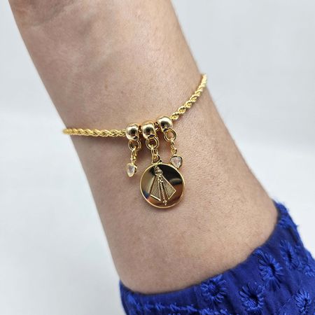 Pulseira Baiana Folheada A Ouro 18K Nossa Senhora ... - Chérie Bijoux