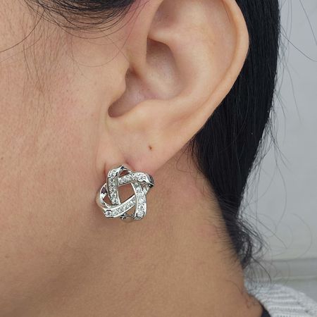 Brinco Com Zircônia Nó Prata - Chérie Bijoux