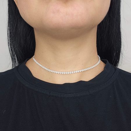 Colar Folheado a Prata 925 Com Zircônia Navete - Chérie Bijoux