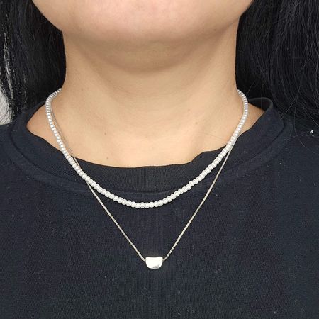Colar Duplo Folheado a Prata 925 Pérolas - Chérie Bijoux