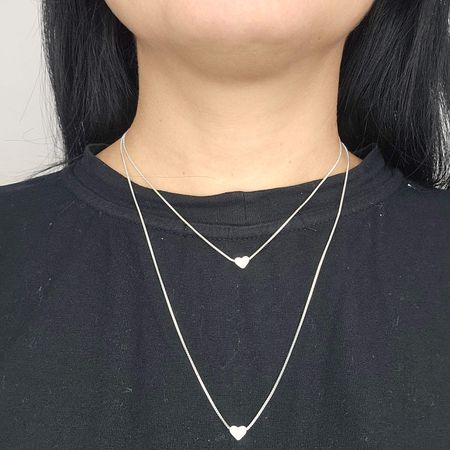Colar Duplo Folheado a Prata 925 Coração - Chérie Bijoux