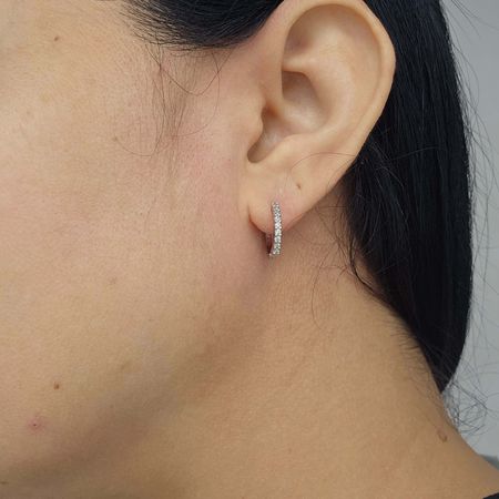 Mini Argola Com Zircônia Prata - Chérie Bijoux