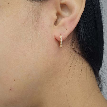 Mini Argola Com Zircônia Dourada - Chérie Bijoux