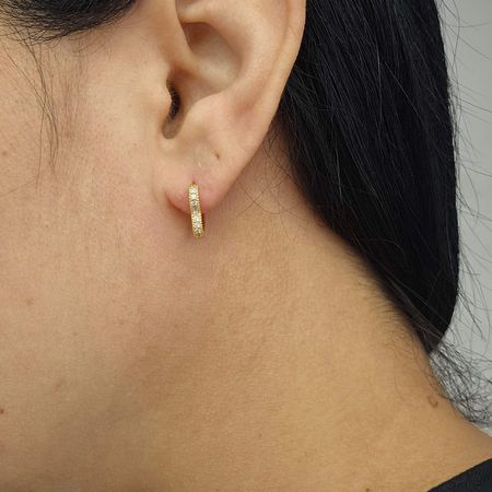 Mini Argola Com Zircônia Coração Dourado - Chérie Bijoux