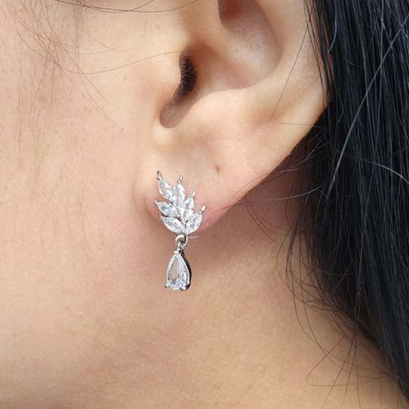 Brinco Com Zircônia Ramos Prata - Chérie Bijoux