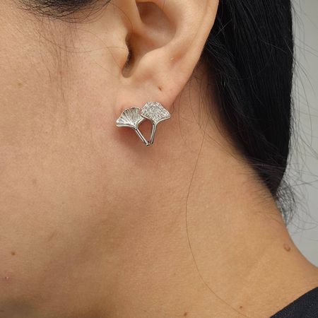 Brinco Com Zircônia Detalhado Prata - Chérie Bijoux